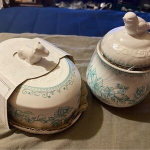 Elegant Floral Ceramic Jars with Animal Accents